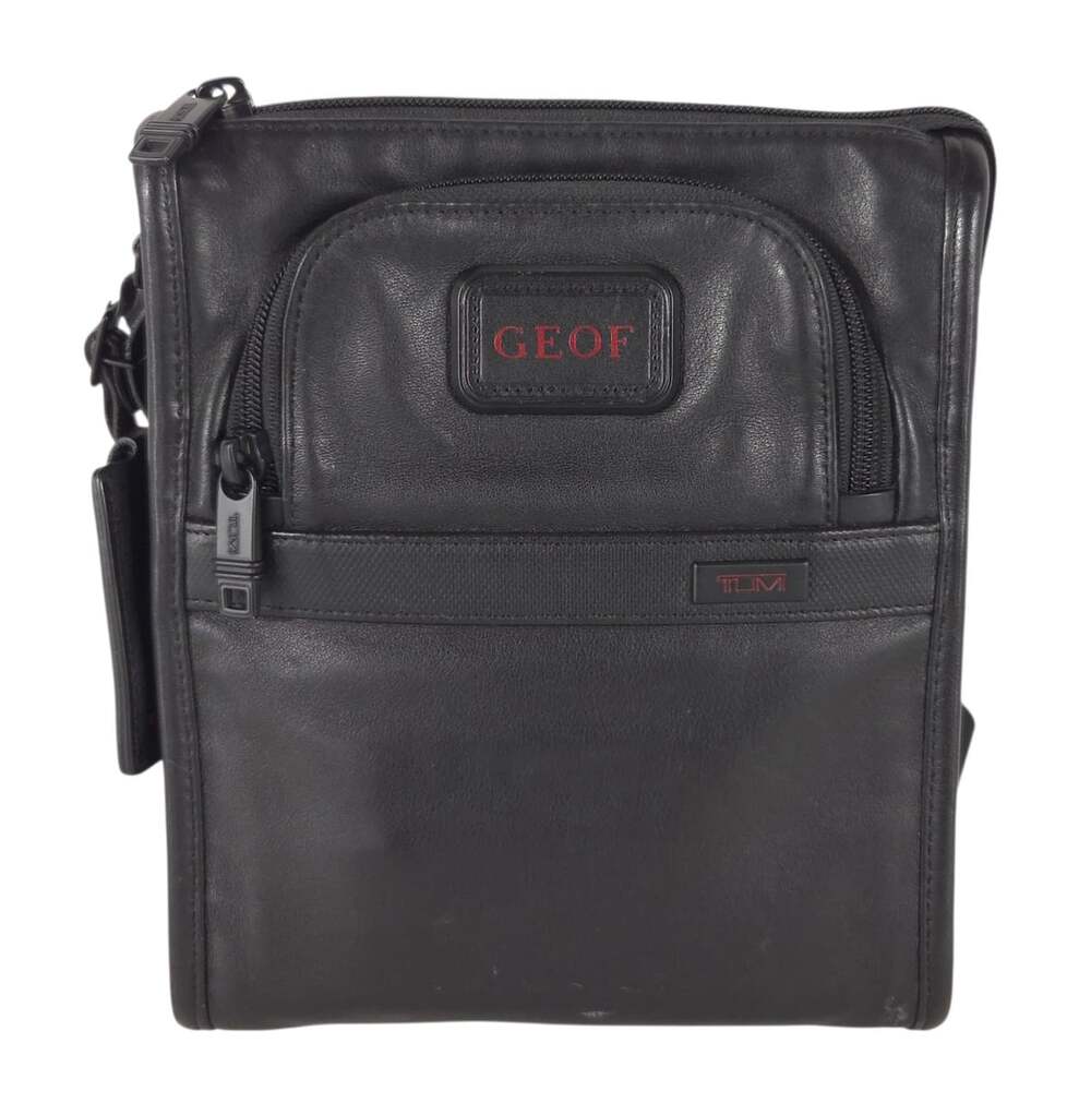 Tumi Alpha 2 Medium Crossbody Bag Mens Black Leather Organizer $395